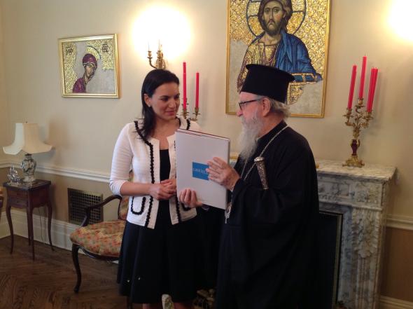 03/06/2013: Συνάντηση της Υπουργού Τουρισμού κυρίας Όλγας Κεφαλογιάννη με τον Αρχιεπίσκοπο Αμερικής Δημήτριο